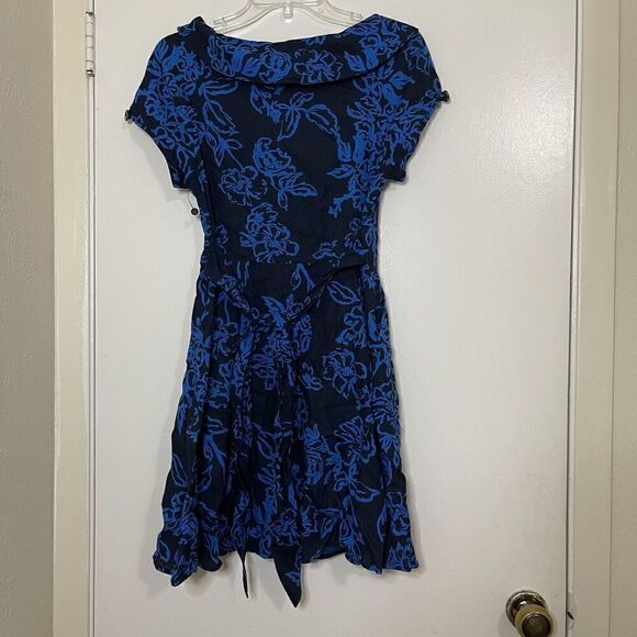 NEW! Free People A thing called love button front blue floral tie back dress - Picture 7 of 8